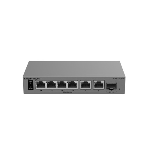 Miniatura 5 de Switch Ruijie Networks RG-ES207GS-LP Gestionado, L2, RJ-45 6, Gigabit Ethernet (10/100/1000), (PoE +) 4, 4 POE, Gris