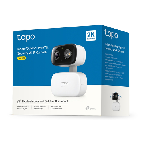 Miniatura 2 de Cámara IP TP-Link Tapo C216 Caja, Wifi, MicroSD, Interior, IP65, Blanco