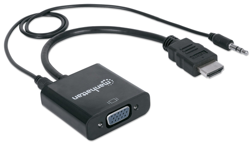 Miniatura 5 de Adaptador vídeo Manhattan Convertidor HDMI a VGA HDMI + 3.5mm a VGA (D-Sub), 0.3 m, Negro