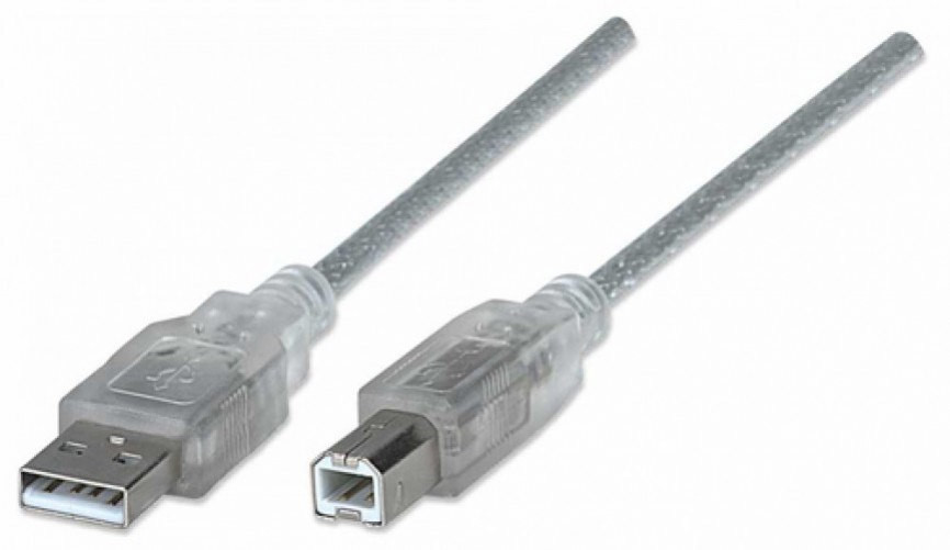 Cable USB Manhattan Cable de alta velocidad USB 2.0 USB A a USB B, 480 Mbit/s, Transparente