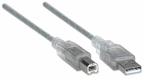 Miniatura 4 de Cable USB Manhattan Cable de alta velocidad USB 2.0 USB A a USB B, 480 Mbit/s, Transparente