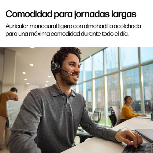 Miniatura 2 de Audífonos HP Poly Mission 615 Monaural USB Wired Headset Diadema, Alámbrico, Negro