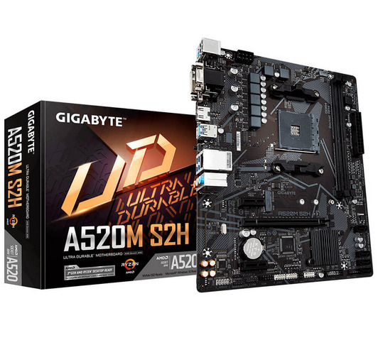 Tarjeta Madre Gigabyte A520M S2H, AMD AM4, 3rd Gen Ryzen, 2xDDR4, 4xSata, 1xM.2, 2xPCIe 3.0x16, 1xHDMI, 1xDVI