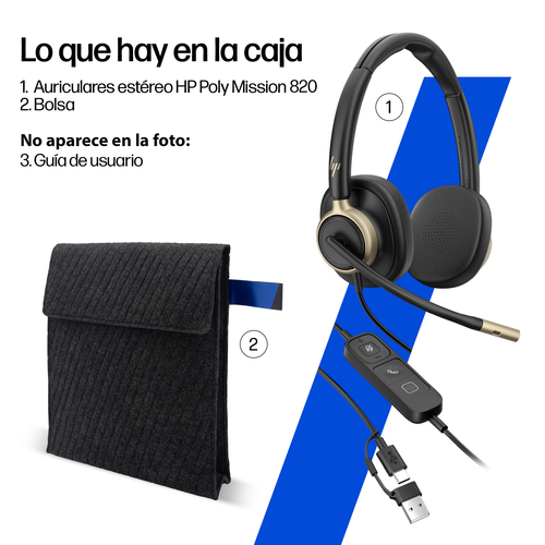 Miniatura 3 de Audífonos HP Poly Poly Mission 815 Monaural USB Wired H Diadema, Alámbrico, Negro