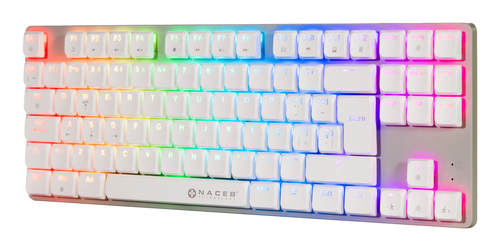 Miniatura 5 de Teclado Naceb Technology Español, Alámbrico, USB, Interruptor mecánico, LED RGB, Gris, Blanco