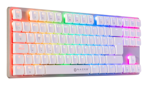 Miniatura 4 de Teclado Naceb Technology Español, Alámbrico, USB, Interruptor mecánico, LED RGB, Gris, Blanco