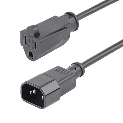 Cables de poder StarTech.com Macho, Hembra 125 V, 0.3 m, Negro