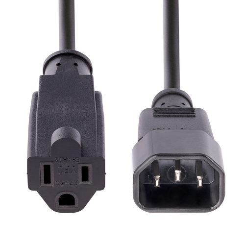 Miniatura 3 de Cables de poder StarTech.com Macho, Hembra 125 V, 0.3 m, Negro