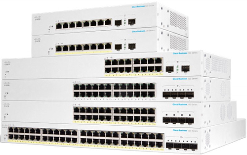 Switch Cisco CBS220-48P-4G Gestionado, L2, RJ-45 48, Gigabit Ethernet (10/100/1000), 48 POE, Blanco