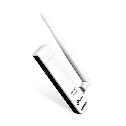 Tarjeta de red inalambrica TP-Link TL-WN722N USB, Wi-Fi 4 (802.11n), Negro, Blanco