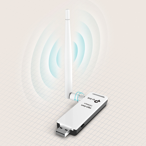 Miniatura 3 de Tarjeta de red inalambrica TP-Link TL-WN722N USB, Wi-Fi 4 (802.11n), Negro, Blanco