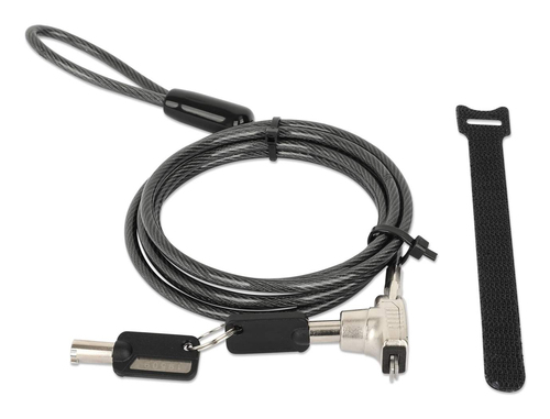 Miniatura 5 de Cable antirrobo Manhattan Kensington, Llave, 1.5 m, Acero, Zinc, Negro