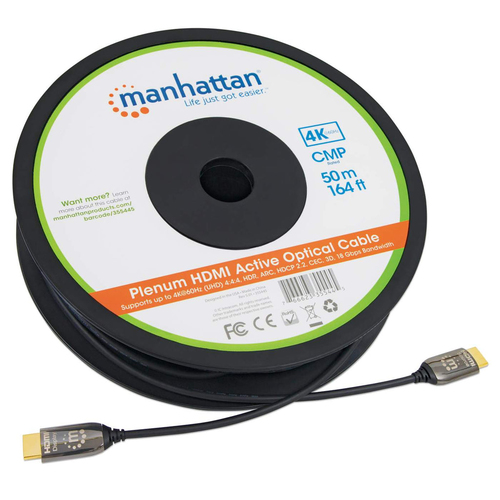 Miniatura 2 de Cable Hdmi Manhattan Cable HDMI Óptico Activo con Clasificación Plénum 50 m, 18 Gbit/s, Negro