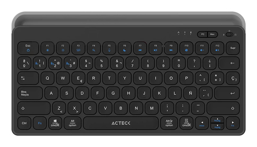 Teclado Acteck Inspire Trek TI737 Español, Inalámbrico y alámbrico, RF inalámbrico + bluetooth, Interruptor de membrana, Negro, Gris