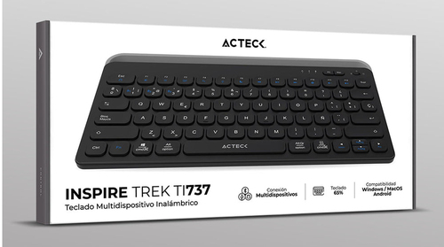 Miniatura 2 de Teclado Acteck Inspire Trek TI737 Español, Inalámbrico y alámbrico, RF inalámbrico + bluetooth, Interruptor de membrana, Negro, Gris