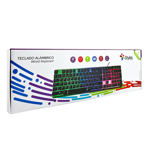Miniatura 2 de Teclado Stylos STTEALLED1T Español, Alámbrico, USB, Interruptor de membrana, LED, Transparente