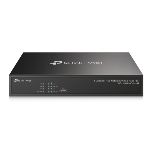 NVR TP-Link VIGI VIGI NVR1004H-4P 4 canales, 720p, 1080p, 2160p, HDD Max. 10 TB, Negro