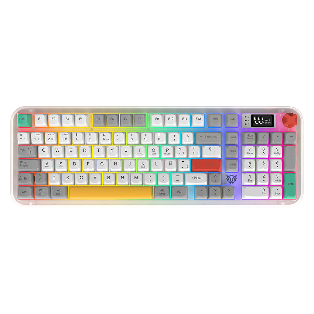 Teclado Gamer Inala?mbrico WARSTRIKE FROST KG500FI Balam Rush Pantalla Digital