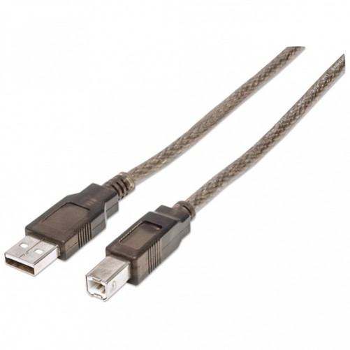 Cable USB Manhattan USB A a USB B, 480 Mbit/s, Plata