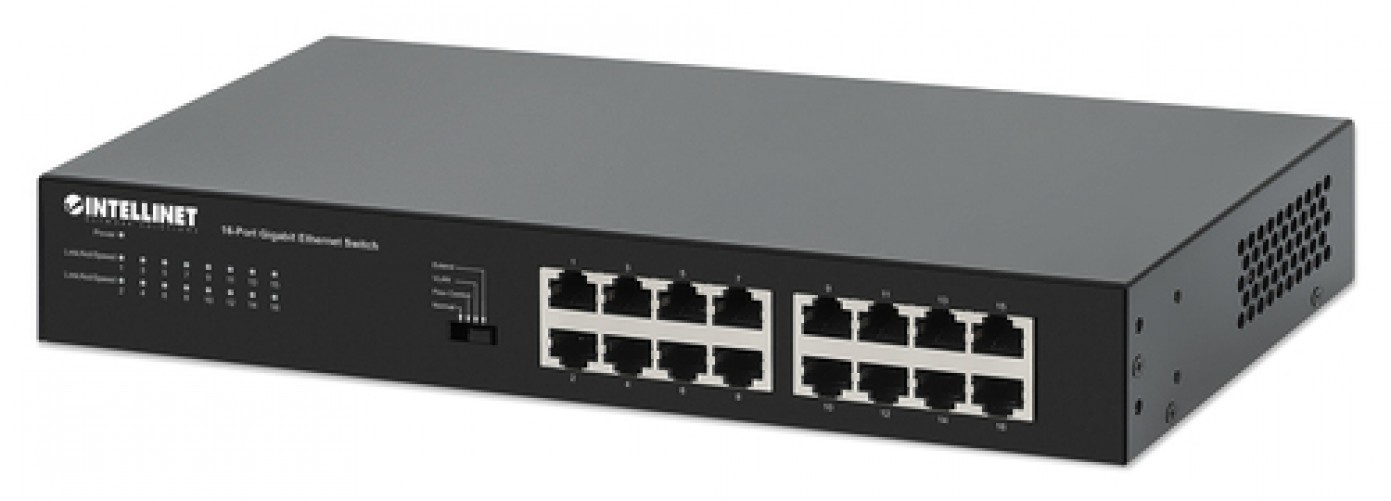 Switch Intellinet 561815 RJ-45 16, Gigabit Ethernet (10/100/1000), Negro