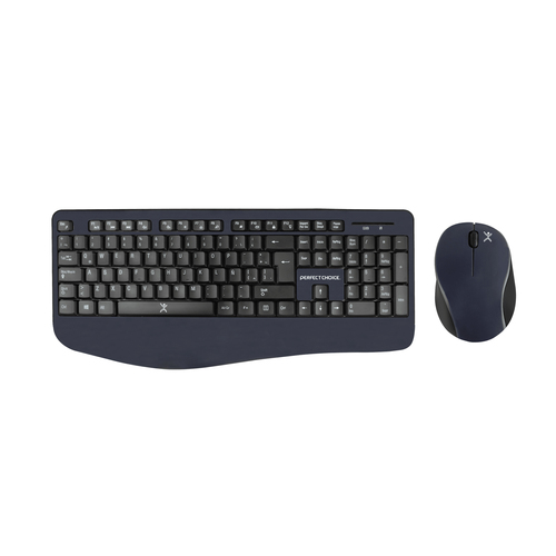 Teclado Inalámbrico Perfect Choice PC-201236 Español, Tamaño completo (100%), Teclado numérico, Negro