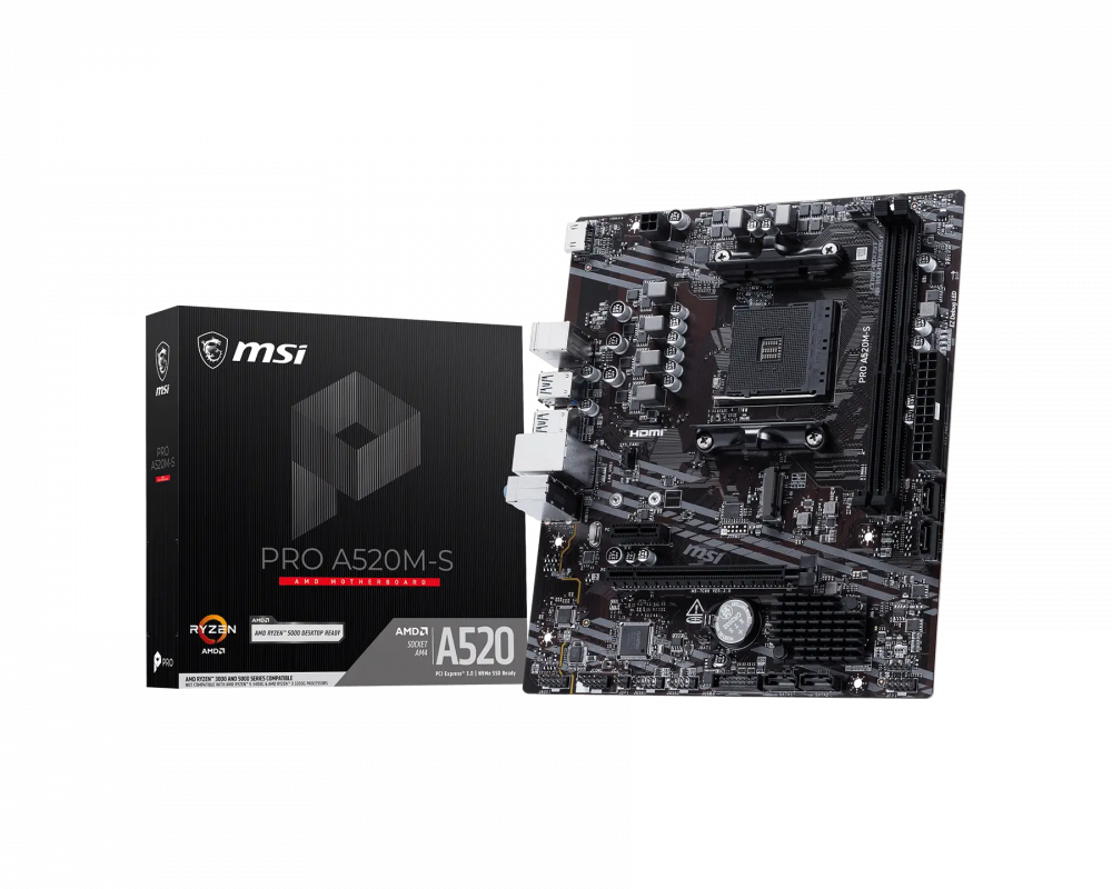 Miniatura 2 de Tarjeta Madre MSI PRO A520M-S, Micro-ATX, Socket AM4, AMD A520, 64GB DDR4, HDMI para AMD
