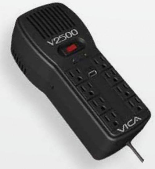 Supresor de picos Vica V2500 100-127 V, 1500 W, 300 J, 60 Hz, 8 contactos, Negro