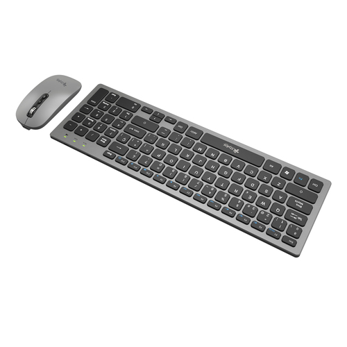 Kit Teclado y Mouse Stylos STPKTM6G Inalámbrico, 1600 DPI, Plata