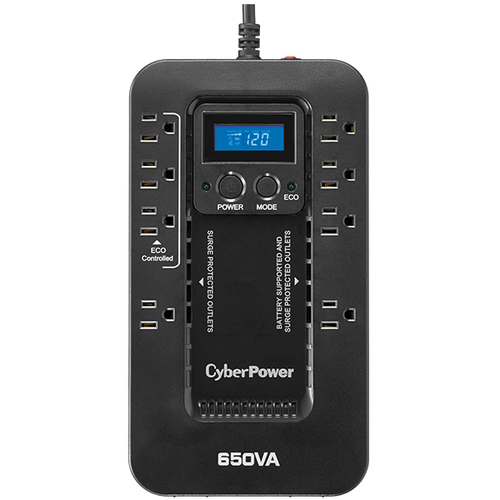 Miniatura 5 de No Break CyberPower EC650LCD 0.65 kVA / 390 W, 526 J, Entrada 140 V, Salida 120 V, 8 salidas AC, Negro