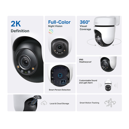 Miniatura 3 de Cámara IP TP-Link Tapo Tapo C510W 3 MP, Torreta, Wifi, MicroSD, Interior y exterior, IP65, Blanco, Negro