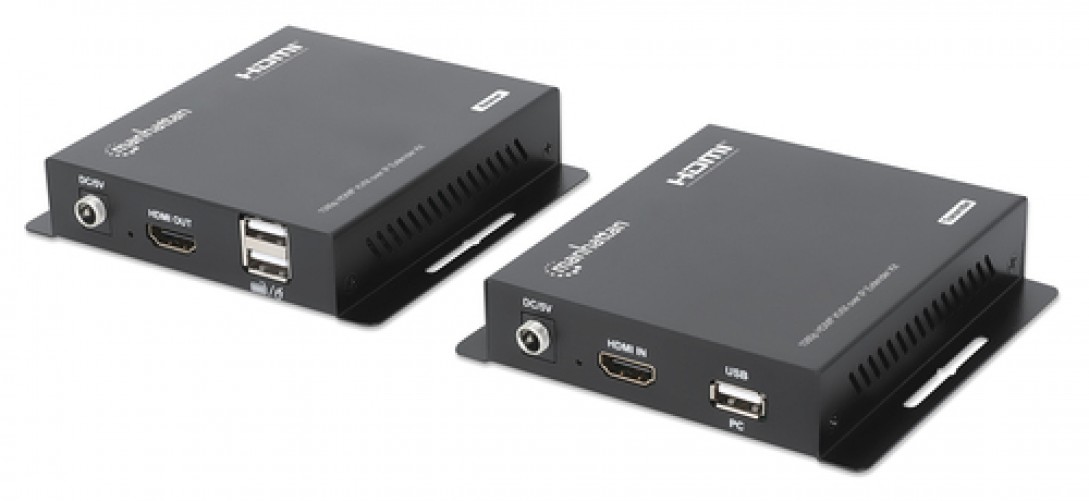 EXTENSOR Manhattan 208413 Transmisor y receptor AV, 1920 x 1080, 1HDMI, Hasta 120 m, Negro