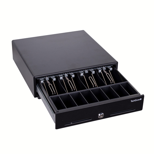 Miniatura 2 de Cajón de dinero TechZone TZBE4B8M90, Cajón electrónico de dinero, Acero, Negro, Plástico, 410 mm, 415 mm