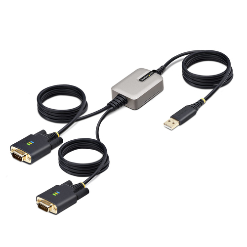 Adaptador StarTech.com 2P6FFC-USB-SERIAL USB-A a 2 x DB-9 RS-232, Negro, Gris