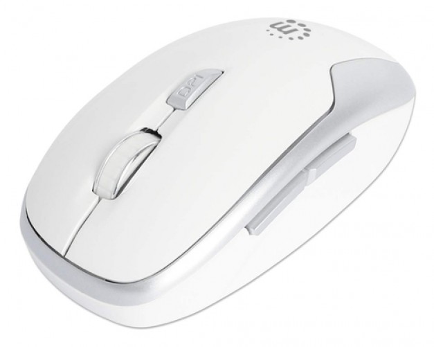 Mouse Manhattan Óptico, 6 Botones, 1600 DPI, RF inalámbrico, 10 m, Blanco
