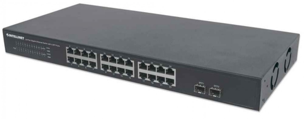 Switch Intellinet No administrado, L2, RJ-45 24, Gigabit Ethernet (10/100/1000), 1U, Negro