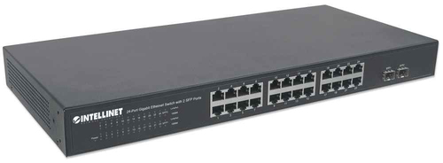 Miniatura 5 de Switch Intellinet No administrado, L2, RJ-45 24, Gigabit Ethernet (10/100/1000), 1U, Negro