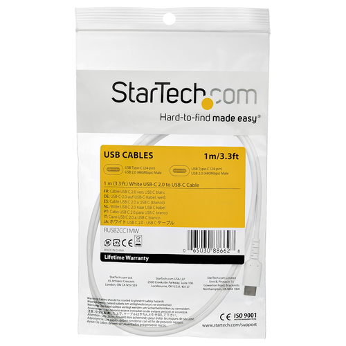 Miniatura 2 de Cable USB StarTech.com USB C a USB C, 480 Mbit/s, Blanco