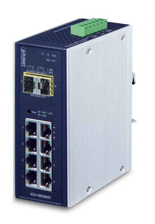 Switch PLANET IGS-10020MT Gestionado, L2+, RJ-45 8, Gigabit Ethernet (10/100/1000), Negro