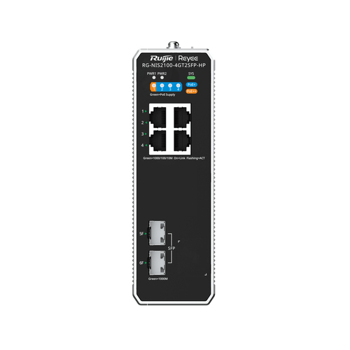 Miniatura 3 de Switch Ruijie Networks RG-NIS2100 Gestionado, L2, RJ-45 4, Gigabit Ethernet (10/100/1000), (PoE +) 4, 4 POE, Negro, Acero inoxidable
