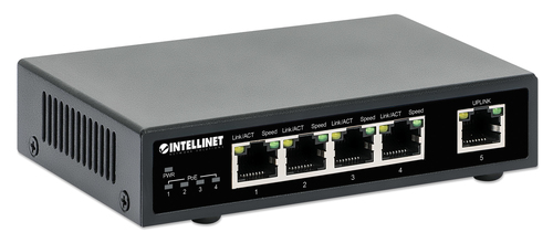 Miniatura 5 de Switch Intellinet Switch PoE+ con 5 puertos Gigabit RJ-45 5, Gigabit Ethernet (10/100/1000), 4 POE, Negro