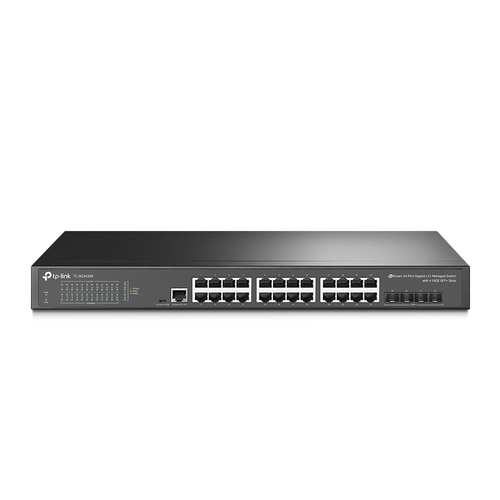 Switch TP-Link JetStream TL-SG3428X Gestionado, L2+/L3, RJ-45 24, Gigabit Ethernet (10/100/1000), 1U, Negro
