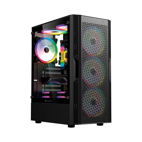 Gabinete Balam Rush BR-943956 Midi Tower, PSU No, Vent. 3x 120 mm, Vent. 1x 120 mm, Negro