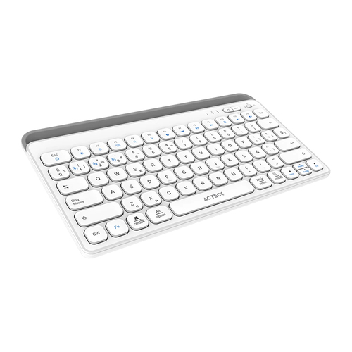 Miniatura 3 de Teclado Acteck Inspire Trek TI737 Español, Inalámbrico y alámbrico, RF inalámbrico + bluetooth, Interruptor de membrana, Gris, Blanco