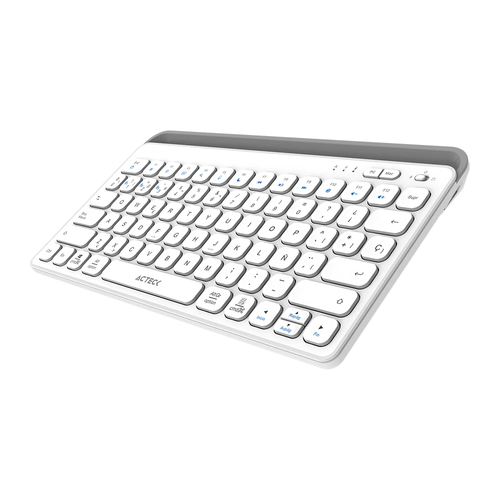 Miniatura 2 de Teclado Acteck Inspire Trek TI737 Español, Inalámbrico y alámbrico, RF inalámbrico + bluetooth, Interruptor de membrana, Gris, Blanco
