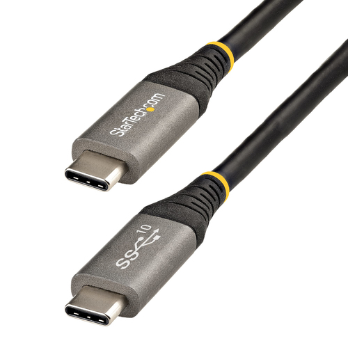 Cable USB StarTech.com USB C a USB C, 10000 Mbit/s, Gris, Negro