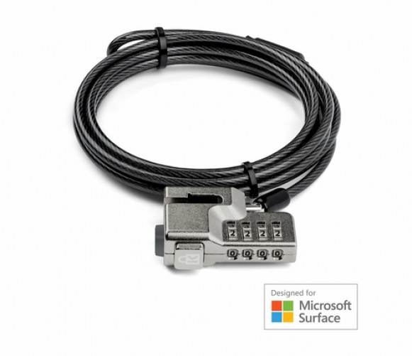 Cable antirrobo Kensington K68130WW , Cerradura con combinación, 1.8 m, Acero al carbón, Negro, Plata