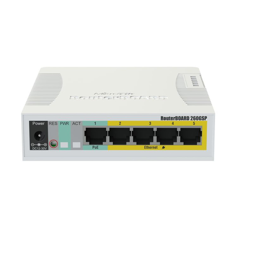 Miniatura 3 de Switch Mikrotik RB260GSP Gestionado, RJ-45 5, Gigabit Ethernet (10/100/1000), 1 POE, Blanco