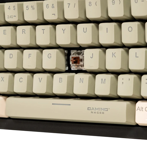 Miniatura 2 de Teclado Naceb Technology NA-0969 Inalámbrico y alámbrico, USB + RF Wireless + Bluetooth, Interruptor mecánico, LED RGB, Beige, Negro