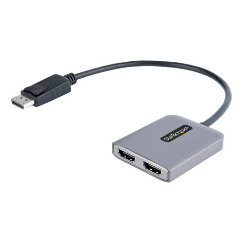 Adaptador vídeo StarTech.com DisplayPort a 2 x HDMI, 0.3 m, Negro, Gris