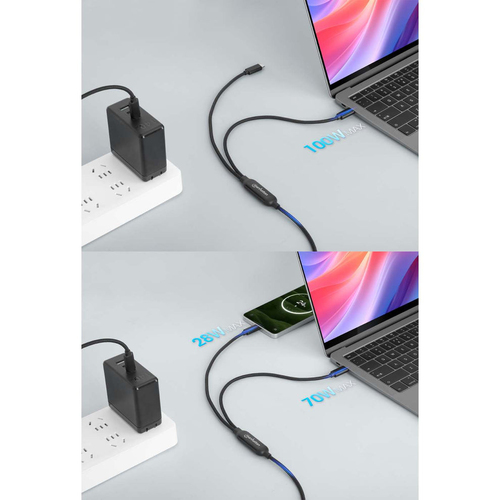 Miniatura 5 de Cable USB Manhattan 355810 USB C a 2 x USB C, Negro